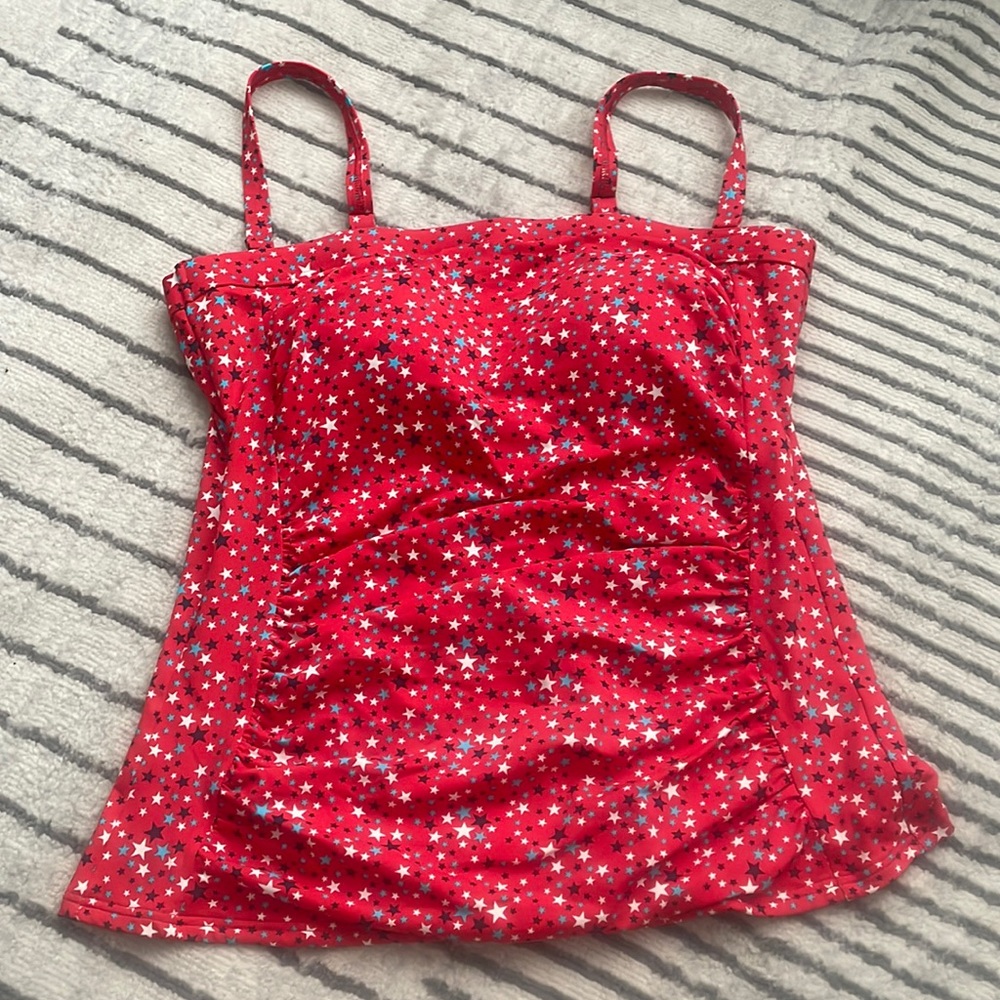 Chlorine Resistant Bandeau Tankini Swimsuit Top with Removable Adjustable Straps